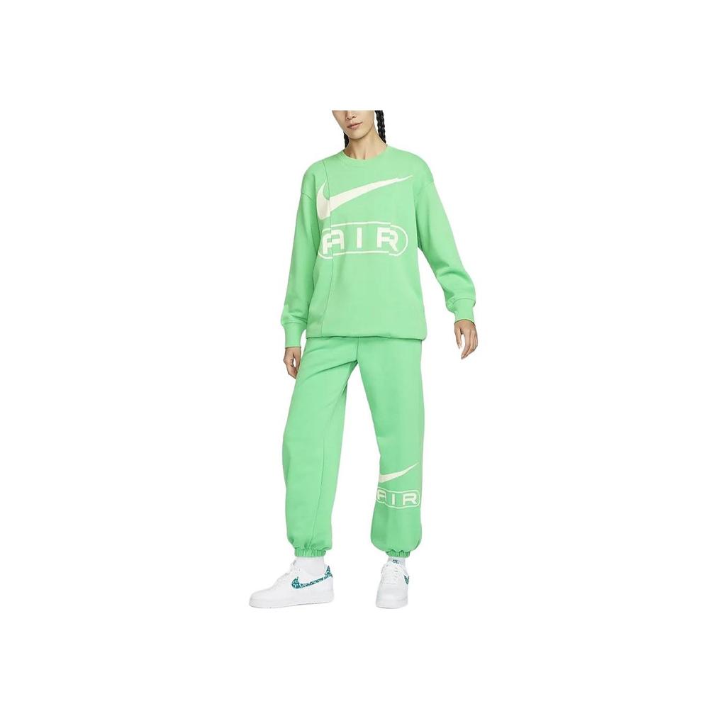 Nike Letter Logo Round Neck Casual Long Sleeve Drop Shoulder T-Shirt Women T-Shirt Spring-Green FN1898-363