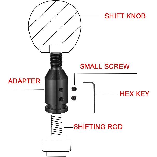 TOMALL Universal Aluminum Shift Knob Adapter M12X1.25 for Non Threaded Shifter Car Adapter Accessories Compatible with BMW Mini etc. (Black)