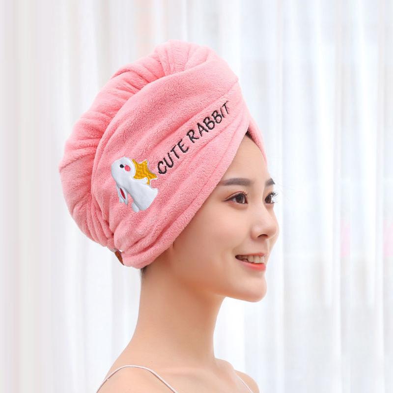 Magic Shower Hat Made of Microfiber, Embroidery Towel, Bath Caps, A Hat for Dry Hair, A Quick -drying Soft Hat for A Lady, A Turban on His Head