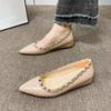 Mode Nieten Slipper Rutschfest Niedriger Absatz Einzelne Schuhe Herbst Neu Spitzschuh Flache Öffnung Weiche Sohle Innen Erhöhende Schuhe