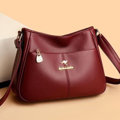 2025 Modieuze Zachte Leren Crossbody Schoudertas voor Vrouwen van Middelbare Leeftijd en Ouder met Grote Capaciteit