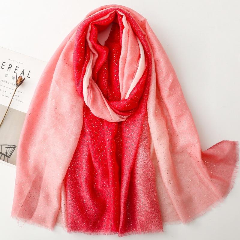 Elegant Luxury Women Silk Scarf Color Spliced Bright Silk Wrap Shawl Sunscreen Bandana Hijab Scarve Pareo Headscarf Sparkly Gold