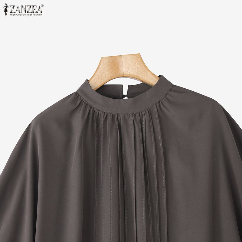 ZANZEA Women Summer Round Neck Casual Half Sleeve Blouse