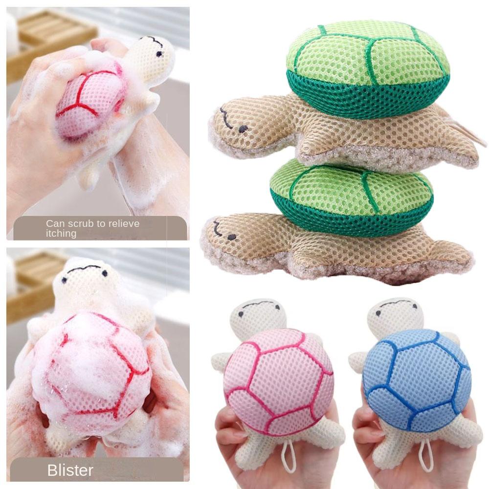 Double-sided Turtle Bath Ball Soft Body Cleaning Mesh Cute Turtle Bath Toy  Bathroom Accessories