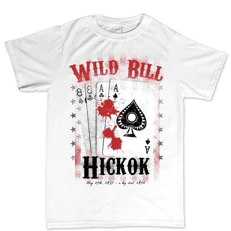 Poker Cards Unisexs Cotton TShirt Vintage Western Cowboy Style White S