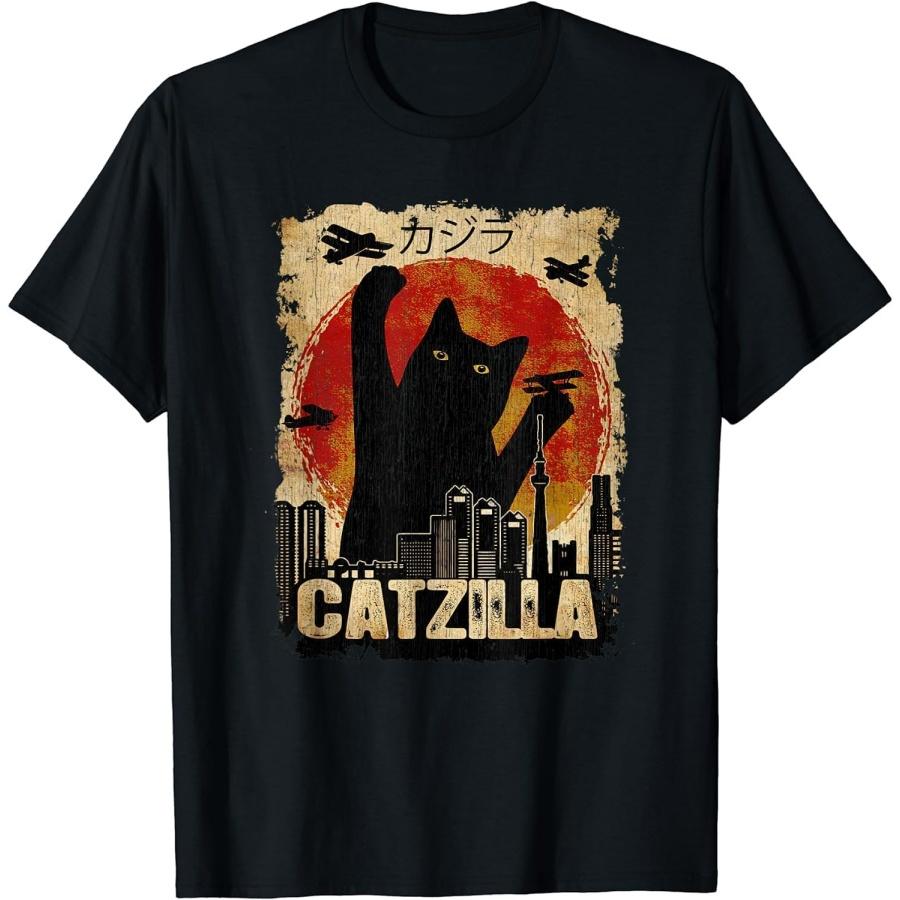 ZAANU Vintage Catzilla tee - Funny Kitten and Cat T-Shirt(1) S