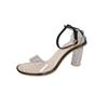 Summer new women's transparent sandals crystal hundred, with thick-heeled casual sandals women's high-heeled women's shoes
