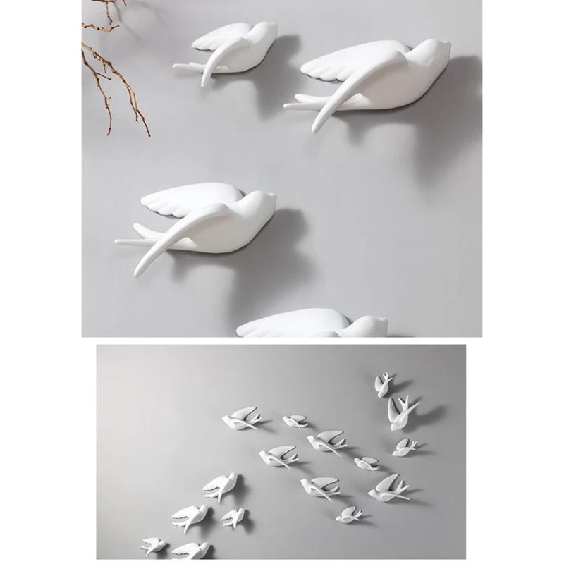 3D Ceramic Swallow Wall Decor – Set of Bird Ornaments for Home or Living Room