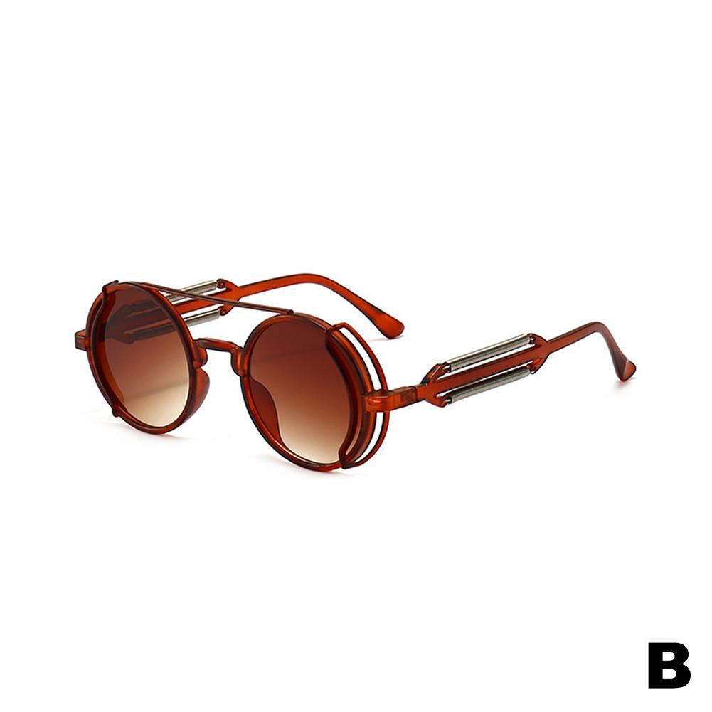 Round Frame Punk Sunglasses Retro Avant-garde Trend European/American And Hollow Men Colorful S B4W8