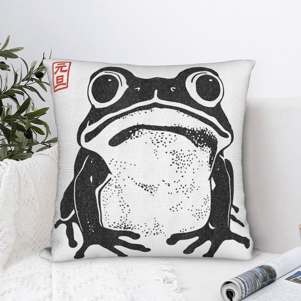 Grumpy Frog Matsumoto Hoji Frog Pillowcase Soft Fabric Cushion Cover Gift Japan Art Pillow Case Cover Home Square