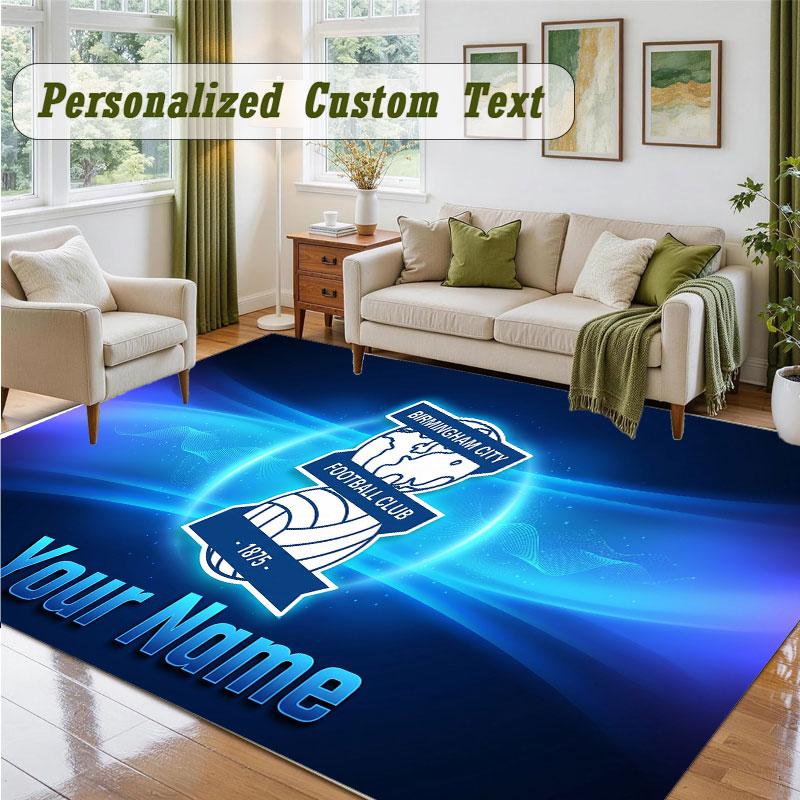Crystal Velvet Square Rug Custom NameBIRMINGHAM CITY Pattern Non Slip Home Floor Decor Rug