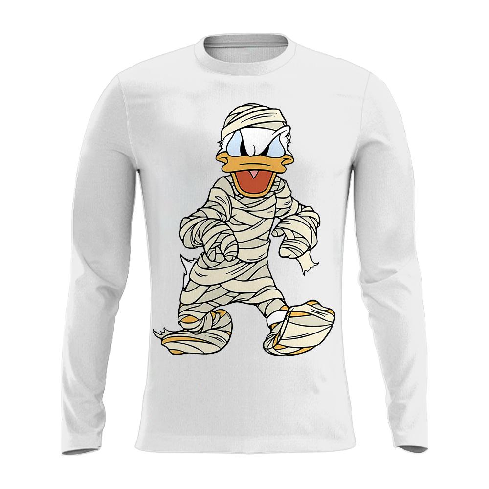 

3D Cartoon Mummy Pattern Printed Top Casual Long Sleeved Men s T-shirts - Soft Medium Stretch Polyester Fabric Spring and Autumn Relaxed Fit Clothing 5XL