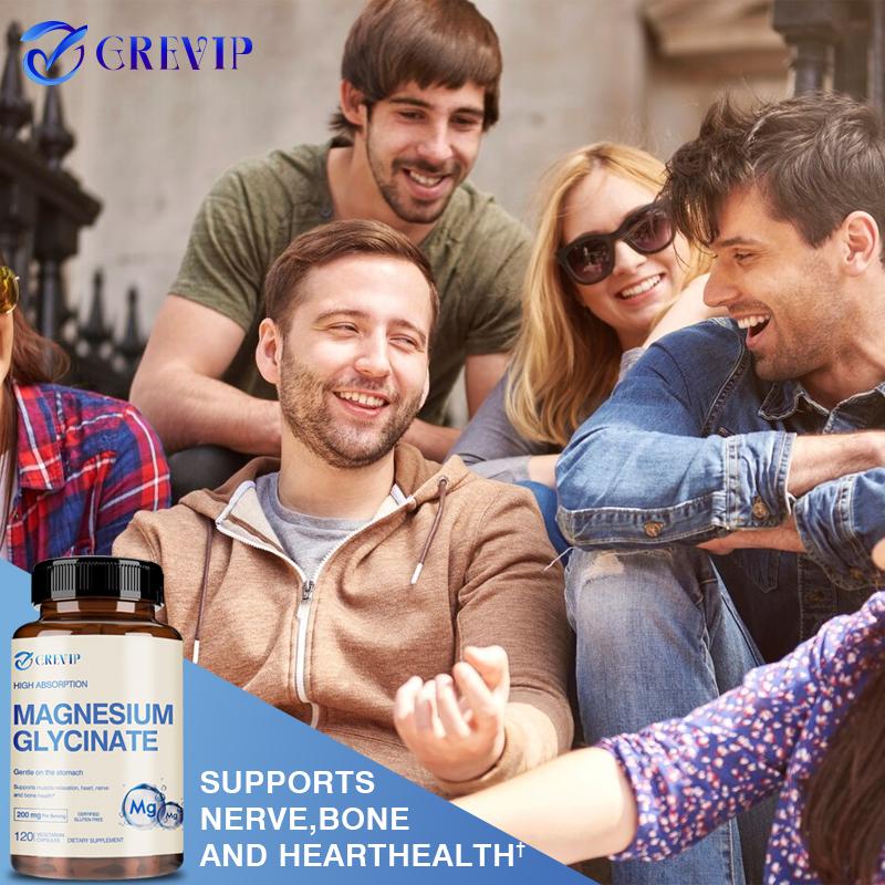 CREVIP Hohe Absorption, Glycin-Magnesium-Kapseln, Sanfte Magnesiumsupplementierung, Geeignet für Männer und Frauen
