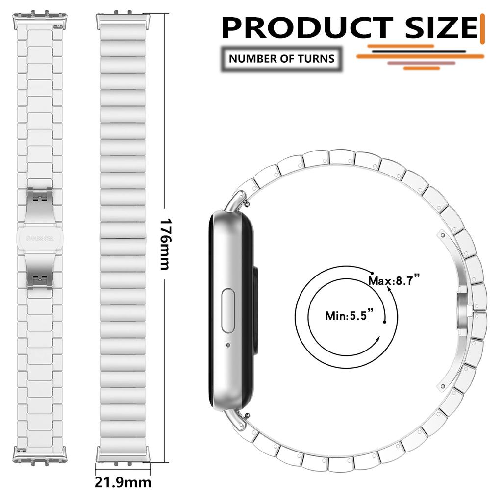 Single-Bead Link Watch Band for Honor Watch X5 Stainless Steel Butterfly Clasp Wrist Strap