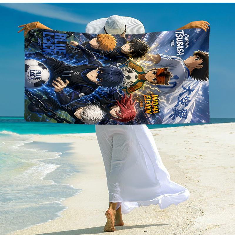 1pc Captain Tsubasa Blue Lock Fusion Cartoon Quick Dry Microfiber Bath Towel for Swimming Surfing Camping Unisex Holiday. SJT720192