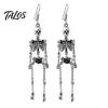 Cool Grunge Jewelry 1 Pair Halloween Earrings, Spooky Gothic Skeleton Dangle Earrings Drop Punk Skull Articulated for Women Party Accessories