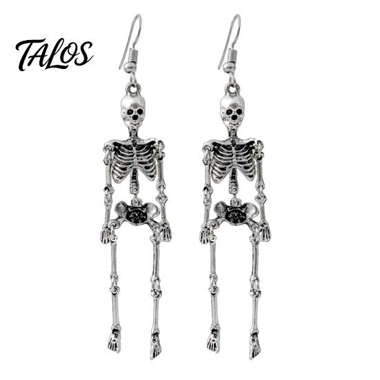 Cool Grunge Jewelry 1 Pair Halloween Earrings, Spooky Gothic Skeleton Dangle Earrings Drop Punk Skull Articulated for Women Party Accessories