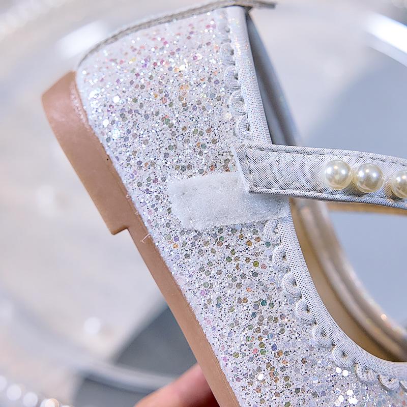 Girls' Autumn 2025 Sequin Closed-Toe Flats: Soft-Soled Princess Shoes for Performances & Formal Dresses