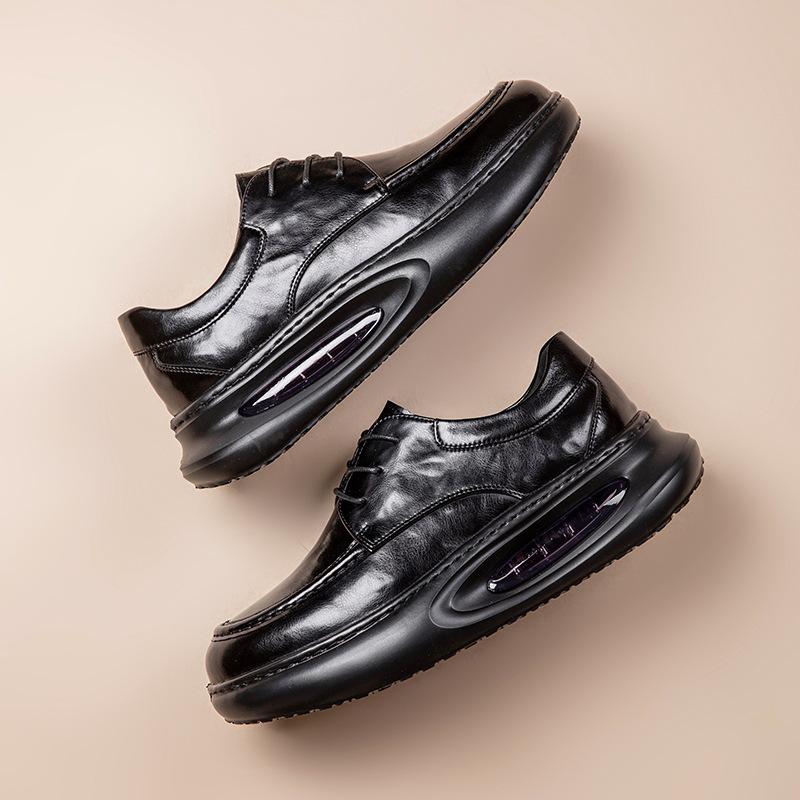 New cowhide business casual leather shoes men's spring breathable soft-soled leather shoes air cushion bottom shock absorption trend leather shoe