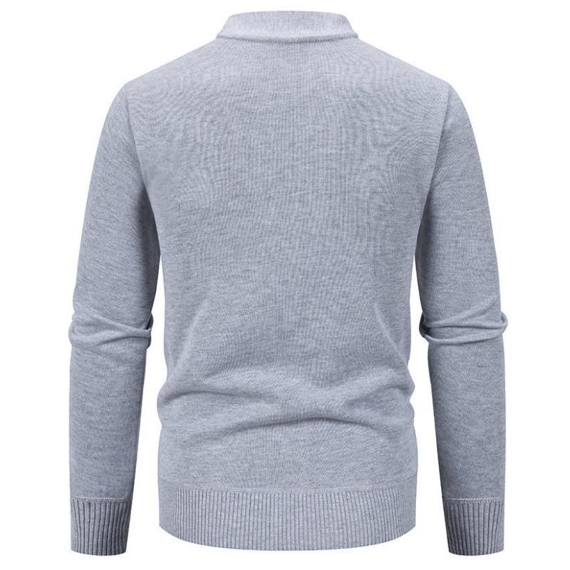 Men Slim Fit Fleece Knit Long Sleeve Cardigan Solid Color Casual