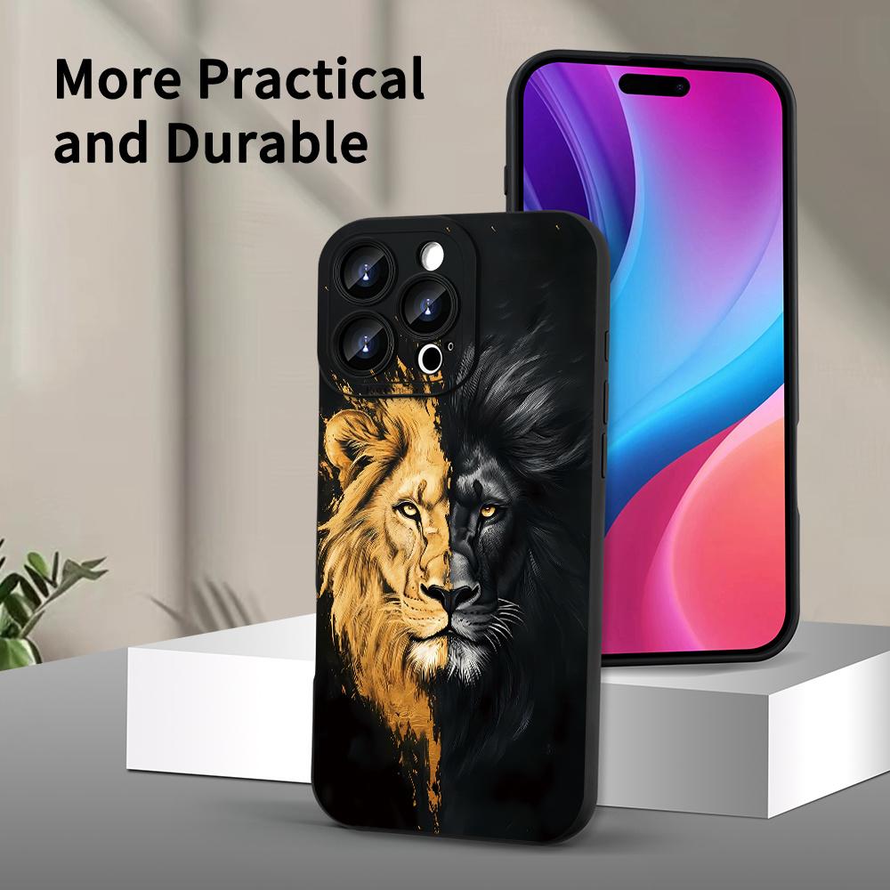 Creative Lion Pattern Soft TPU Phone Case For iPhone 16 Pro Max 15 14 13 Mini 12 11 16E 17 Air X XR XS Max 8 7 Plus Cover