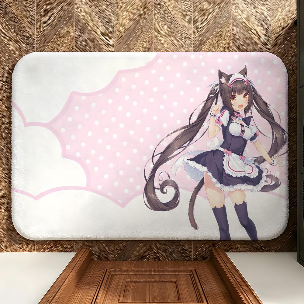 Game N-Nekopara Floor Mat Soft Flannel Entrance Door Mat Non Slip Absorbent Bathroom Bedroom Floor Rug