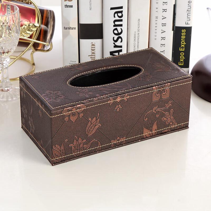 Floral Pattern PU Leather Tissue Box