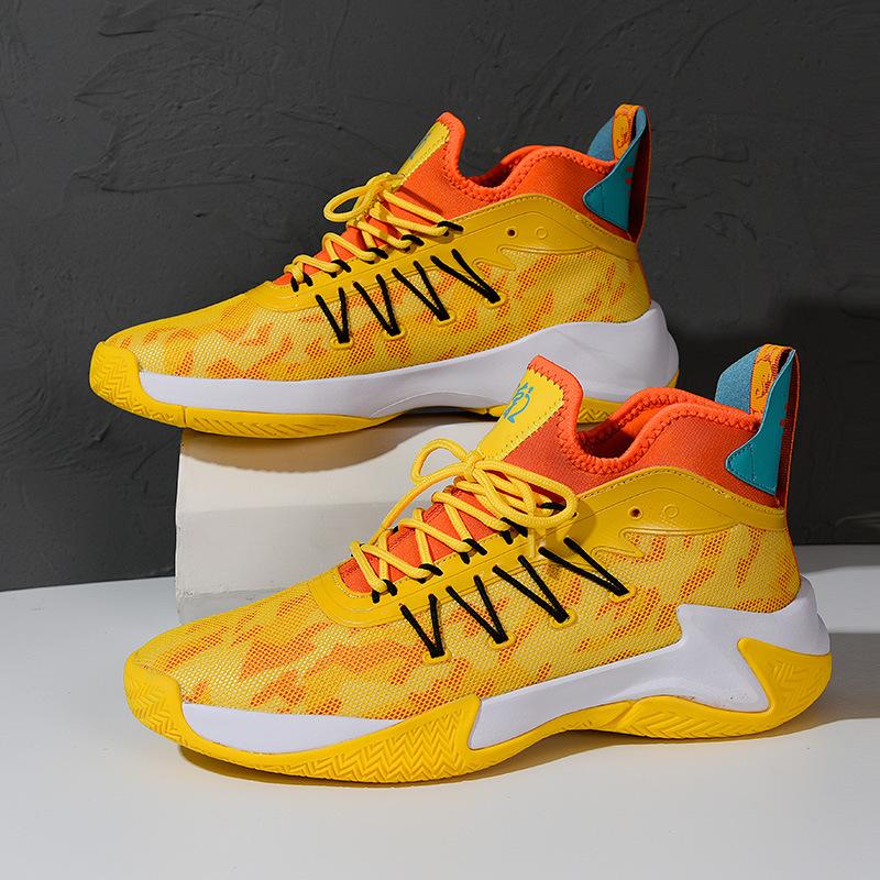 Atmungsaktive Laufschuhe mittelhoch rutschfest Jugend-Sneaker Stoßdämpfung schwarze Sneaker Herren Plateau-Basketballschuhe