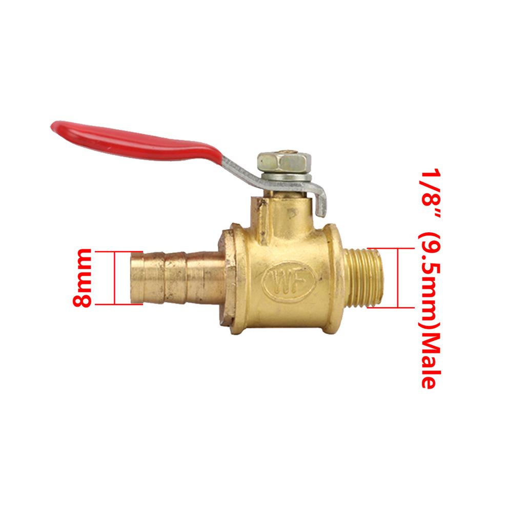 1/8" 1/4" 3/8" 1/2" Außengewinde Messing Kugelhähne 6/8/10/12mm Schlauchtüllen Wasser Öl Luft Gas Kraftstoffleitung Absperr-Kugelhähne