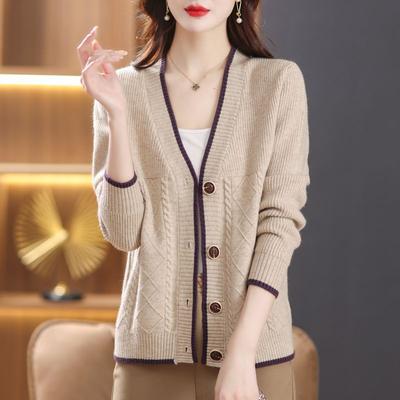 Cardigan tricoté ample à manches longues pour femme, manteau court, pull occidental, printemps et automne, 2023