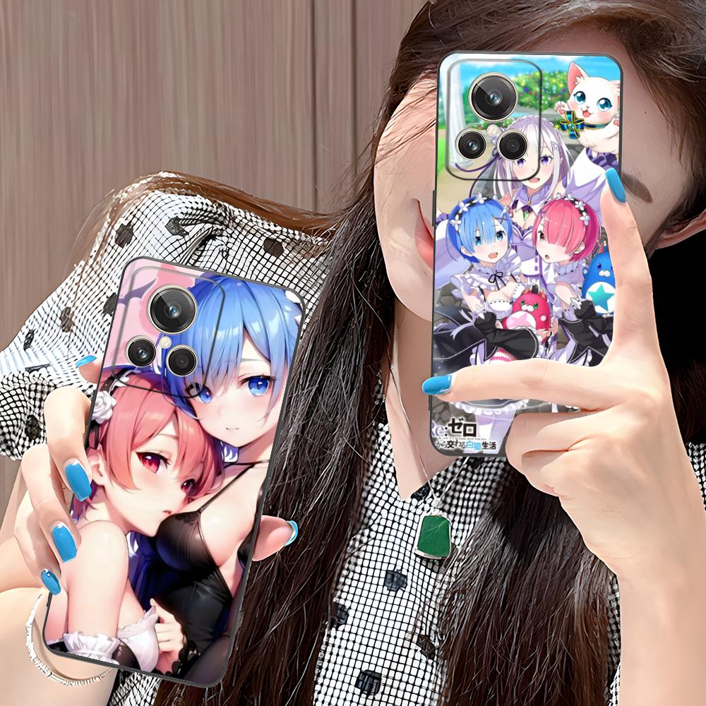 ReZero Rem Ram Matte TPU Mobile Phone Case for Realme 15 14 13 12 11 10 9 Pro Plus T i Lite 5G Colorful Printing Cover