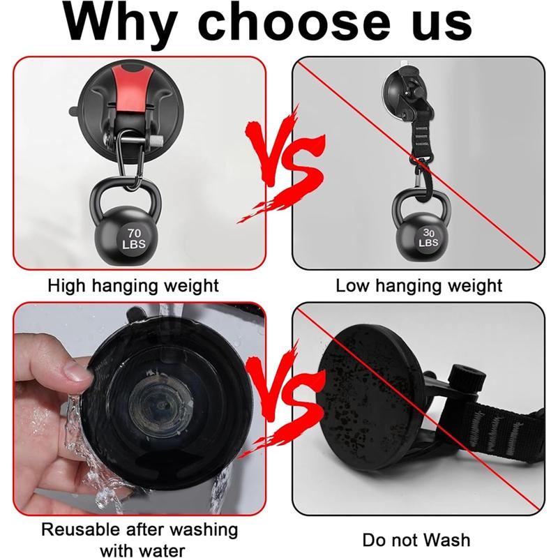 

A25F-Pack Of 4,Suction Cup Hooks, Suction Cup Camping Set, Extra Strong Suction Cup Anchor чорний