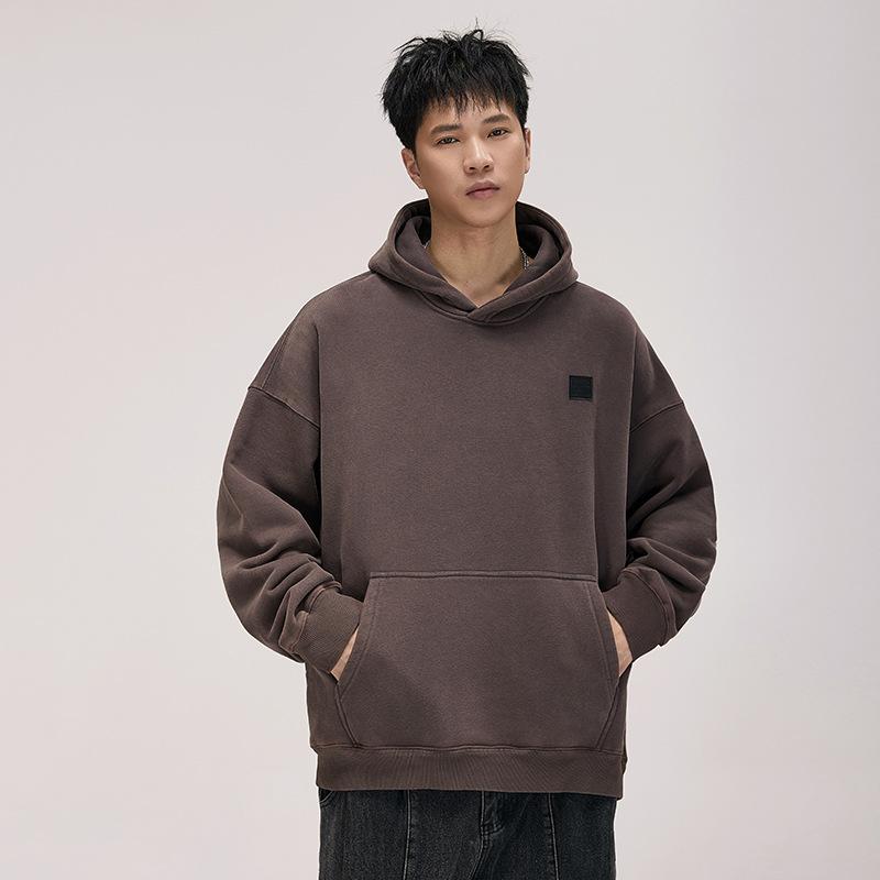 

Осенний тяжелый свитер с капюшоном, мужской свободный топ с длинными рукавами, американское ретро-стир-фрай, повседневное пальто, тренд M