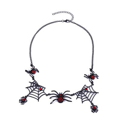 Vintage Gothic Spider Necklace Halloween Spider Net Pendant Necklace Punk Style Reptile Animal Jewelry for Women Girl