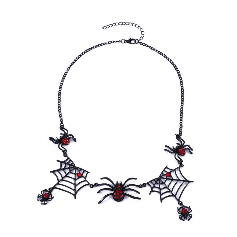 

Vintage Gothic Spider Necklace Halloween Spider Net Pendant Necklace Punk Style Reptile Animal Jewelry for Women Girl 1