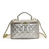 Silver Mini Bag Women's Summer 2025 Tide Rhombus Chain Handbag Commuter Shoulder Crossbody Bucket Bag