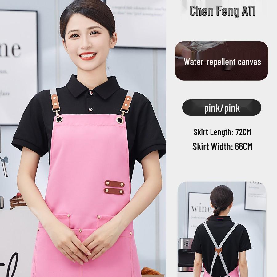 Waterproof Canvas Catering Apron with Logo, Stain-Proof, Ideal for Kitchens & Cafes