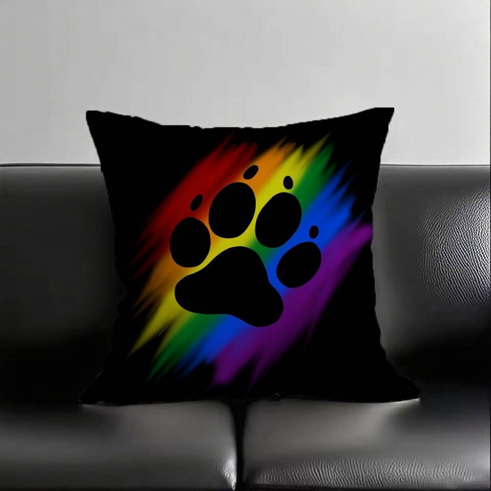 

1pc Bisexual Furry Paw Pride Pillow Case Square Bedroom Sofa Leisure Comfort Cushion Car Living Room Home Decoration 16x16Inch