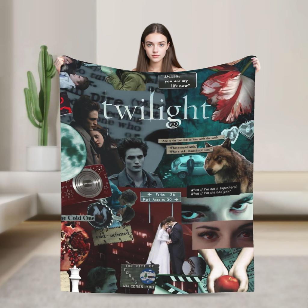 The Twilight Edward Bella Soft Warm Blanket Travel Plush Throw Blanket Aesthetic Couch Chair Flannel Bedspread Sofa Bed Cover
