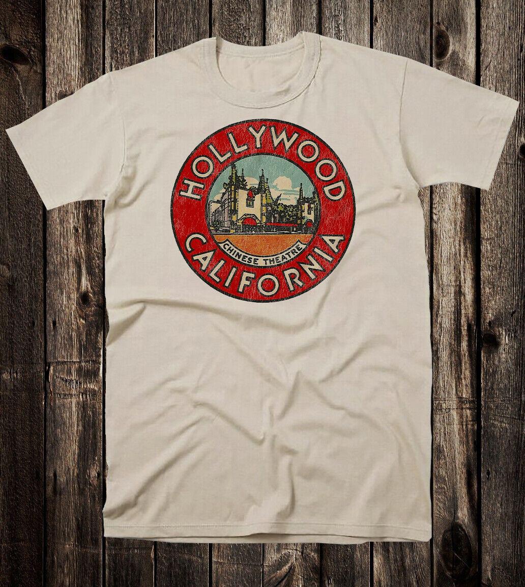 Retro Travel Tee T Shirt Souvenir California State Hollywood Chinese Theatre S разноцветный