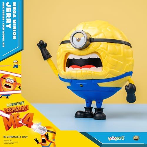 Minions Despicable Me 4 Toy, 4.7-inch Mega Jerry Action Figure with 360° Rotating Body and 3 Interchangeable Facial Expressions, Minion Model Kit, Gif