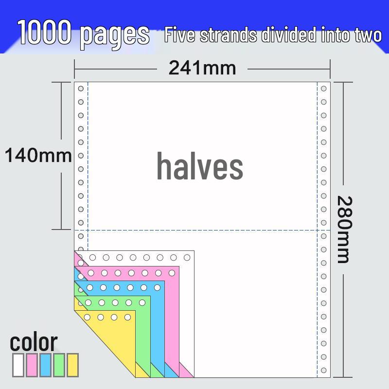 241-Pin Four-Part Computer Printing Invoice Paper - 1000 Sheets, Two-Fold & Three-Fold