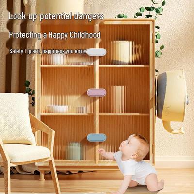 Child Safety Double Door Lock & Finger Pinch Protector - Baby Cabinet Latch & Childproof Cupboard Lock