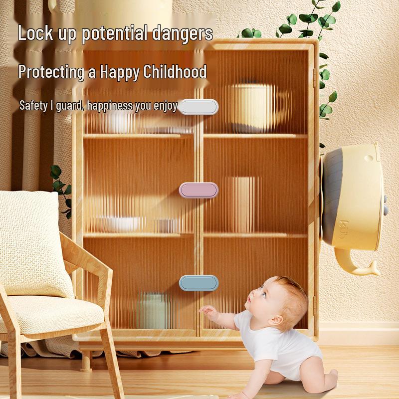 Child Safety Double Door Lock & Finger Pinch Protector - Baby Cabinet Latch & Childproof Cupboard Lock