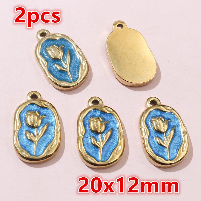 2-4pcs Enamel Stainless Steel Flower Coral Fish Charms Pendant DIY Jewelry Making Accessories Findings for Necklace Earrings