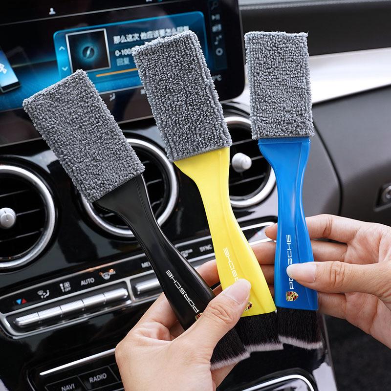 2 In 1 Car Interior Dust Tool Cleaning Brush Accessories For Porsche Cayenne Panamera Macan 911 718 Taycan Boxster Cayman 918