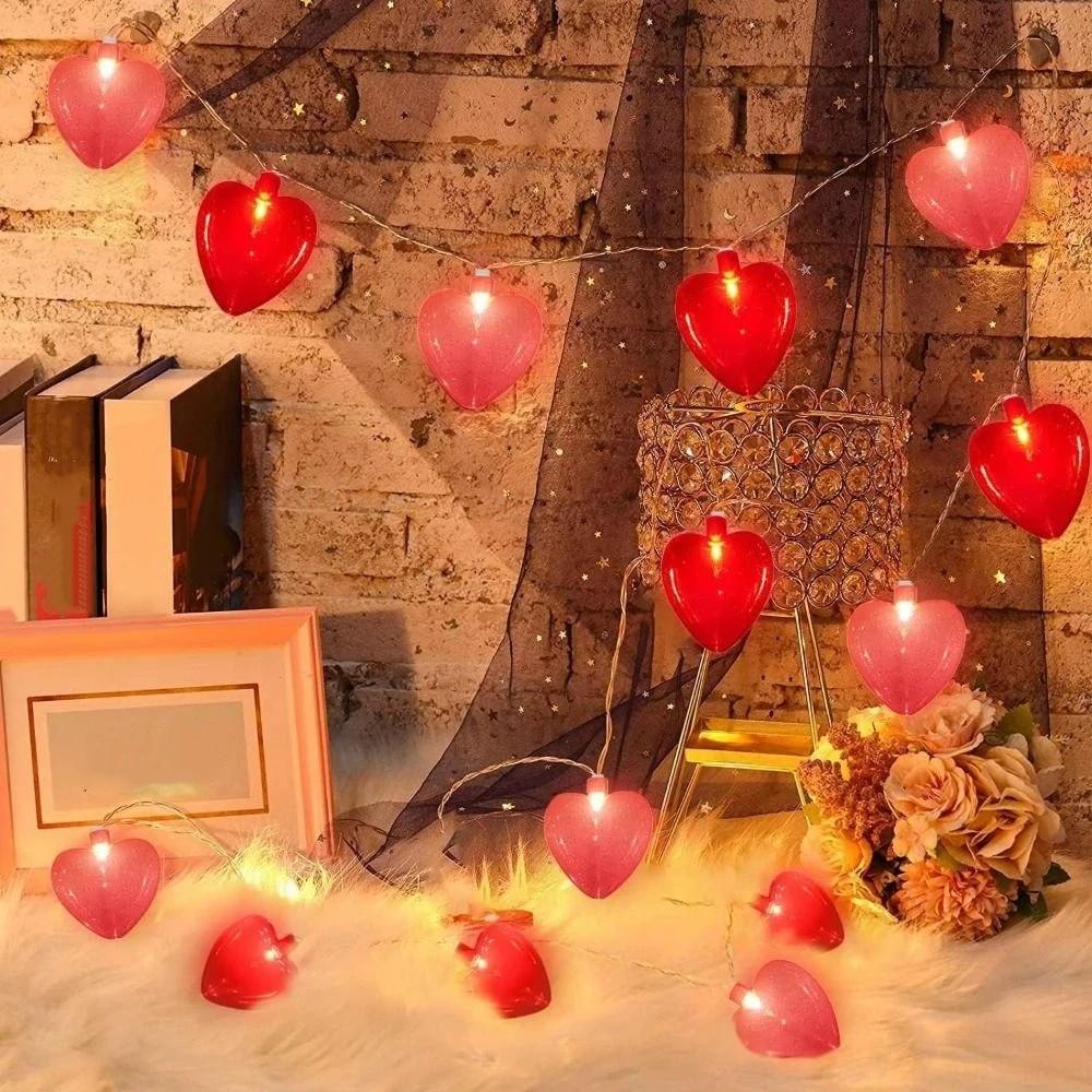 LED Lights Love Heart Fairy Light Garland Heart String Lights Valentines Day Party