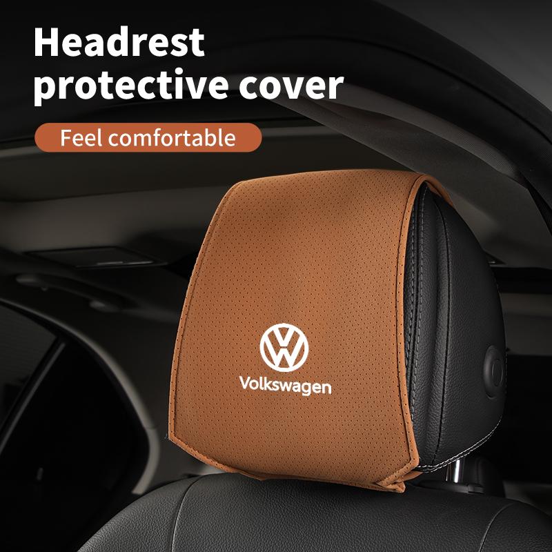 swe3Car Headrest Cover Seat Head Rest Neck Pillow Protector For Volkswagen VW Golf Polo Tiguan Passat Jetta Scirocco Sagitar Touareg