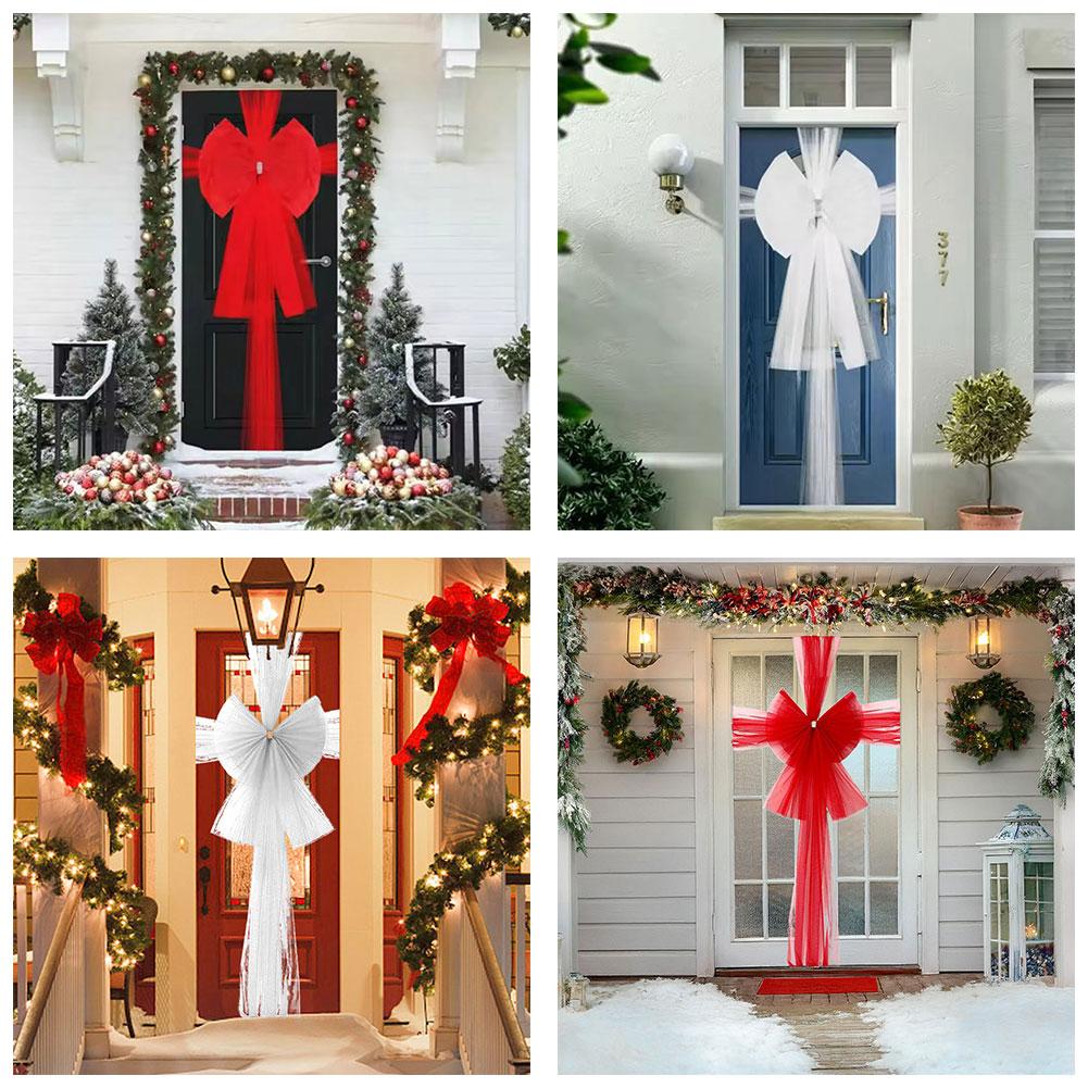 Elegant Traditional Deluxe Door Bow Christmas Bow Tie Door Wrap Wrap Bow Front Decoration DoorDecor Full Full Tie Large Rib G4F3