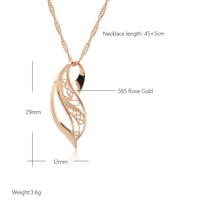 New Trend Glossy Pendant Necklace Fashion Rose Gold Color Creative Metal Ethnic Jewelry Unique Romantic Daily Necklace